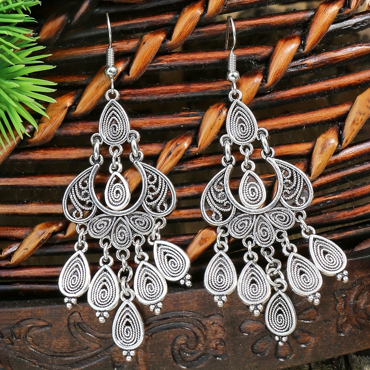 Retro Ethnic Women's Earrings w/ Tassel Pendants